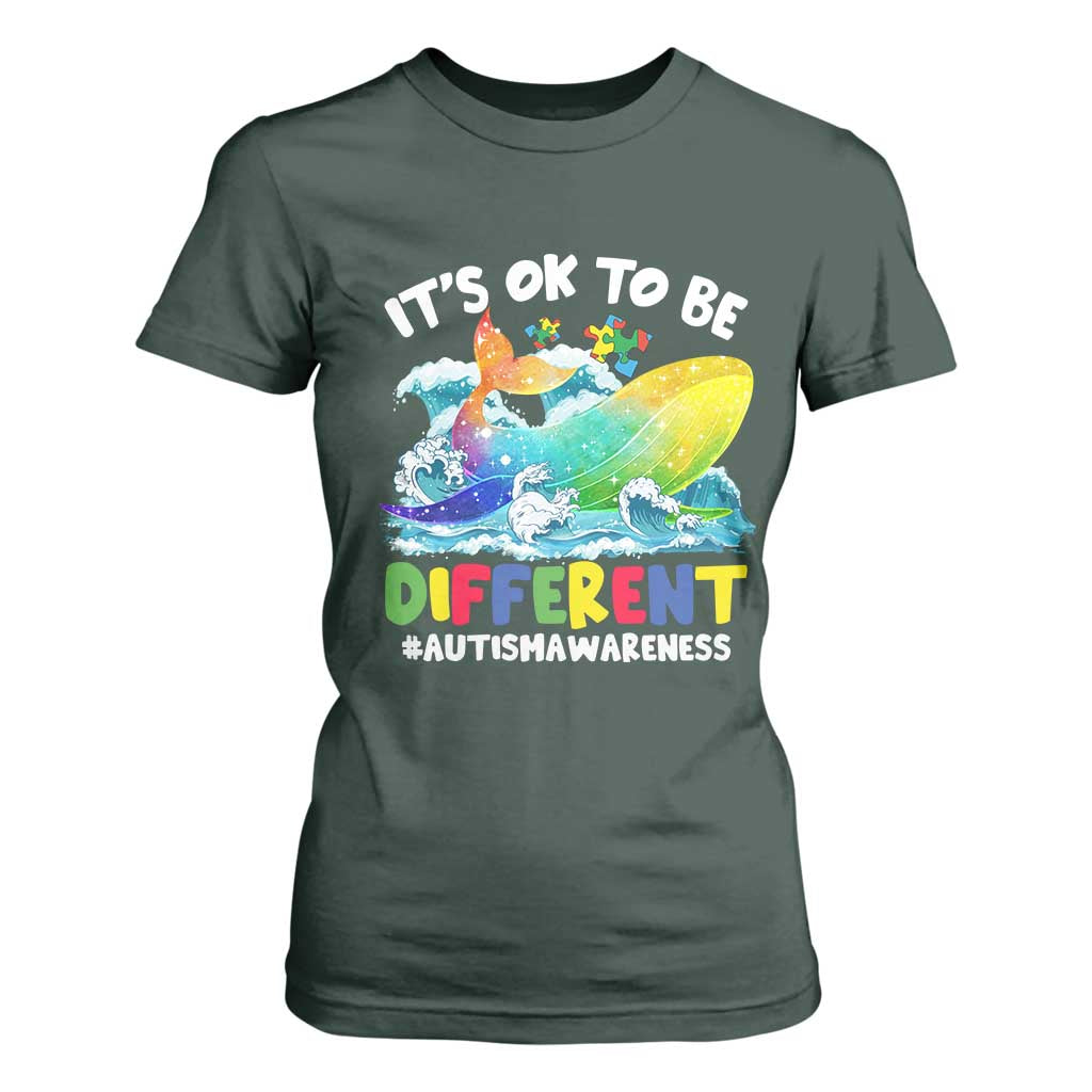 Autism Acceptance Autistic Whale T Shirt For Women It's Ok To Be Different Support Squad Mental Health