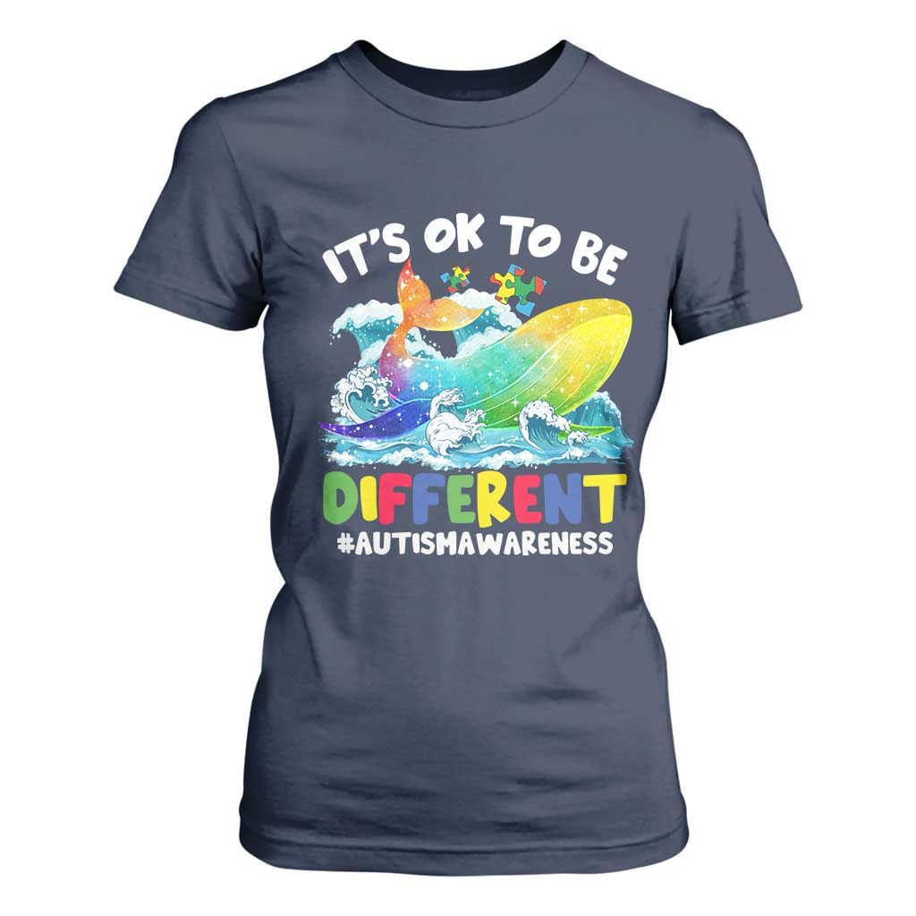Autism Acceptance Autistic Whale T Shirt For Women It's Ok To Be Different Support Squad Mental Health