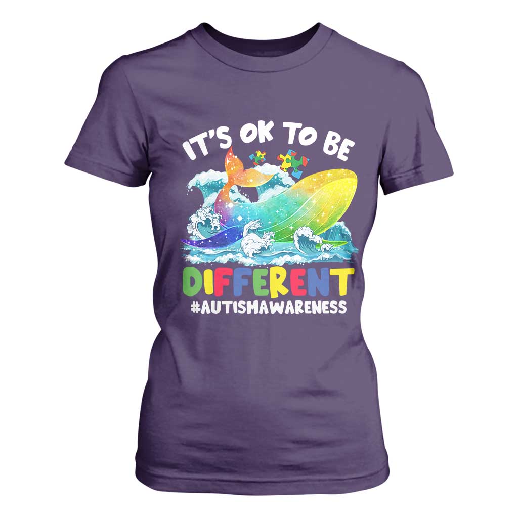Autism Acceptance Autistic Whale T Shirt For Women It's Ok To Be Different Support Squad Mental Health