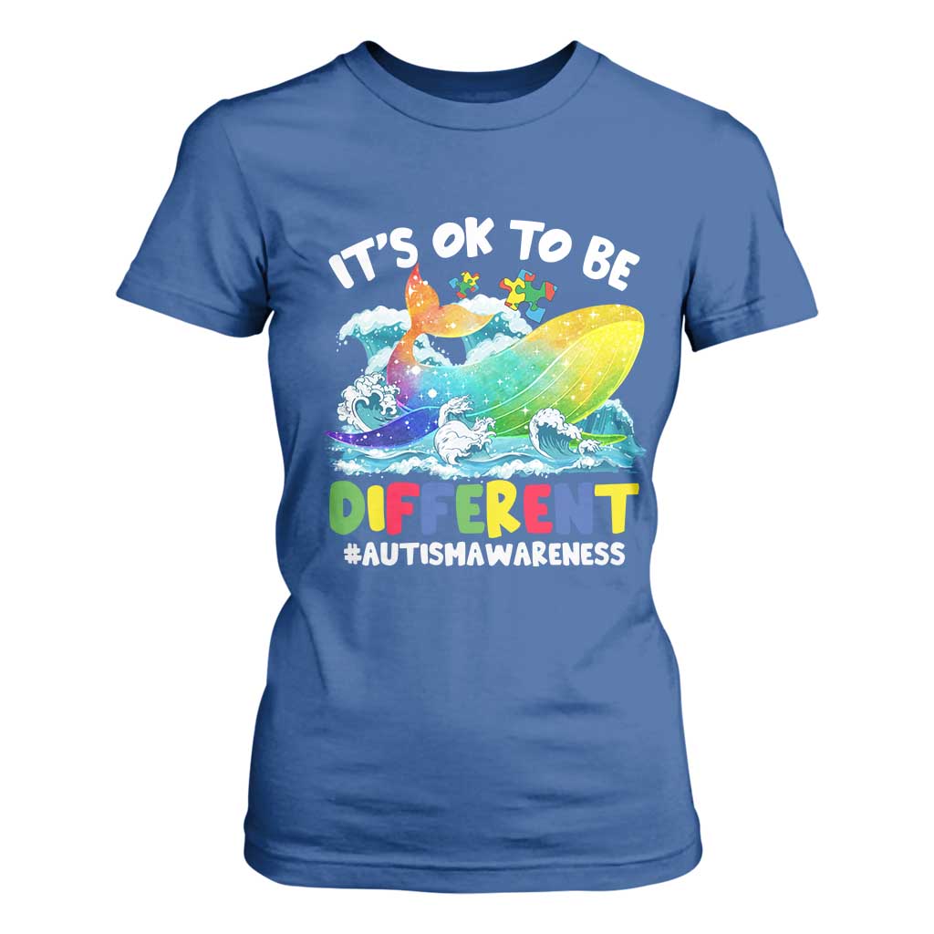 Autism Acceptance Autistic Whale T Shirt For Women It's Ok To Be Different Support Squad Mental Health