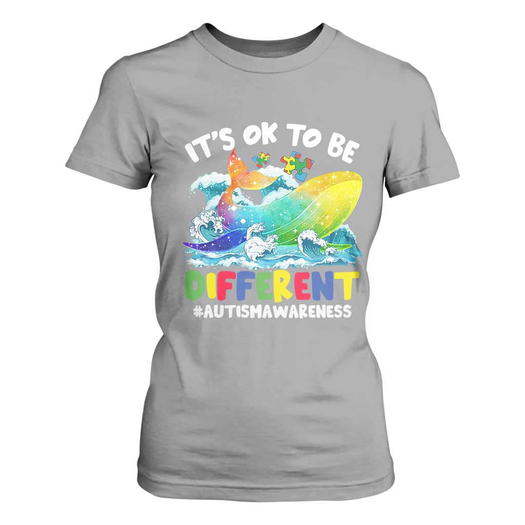 Autism Acceptance Autistic Whale T Shirt For Women It's Ok To Be Different Support Squad Mental Health