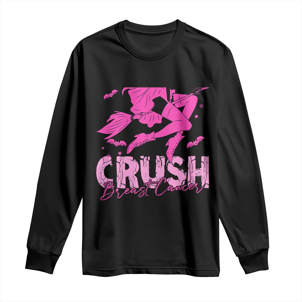 Breast Cancer Witch Long Sleeve Shirt Crush Pink Ribbon Halloween