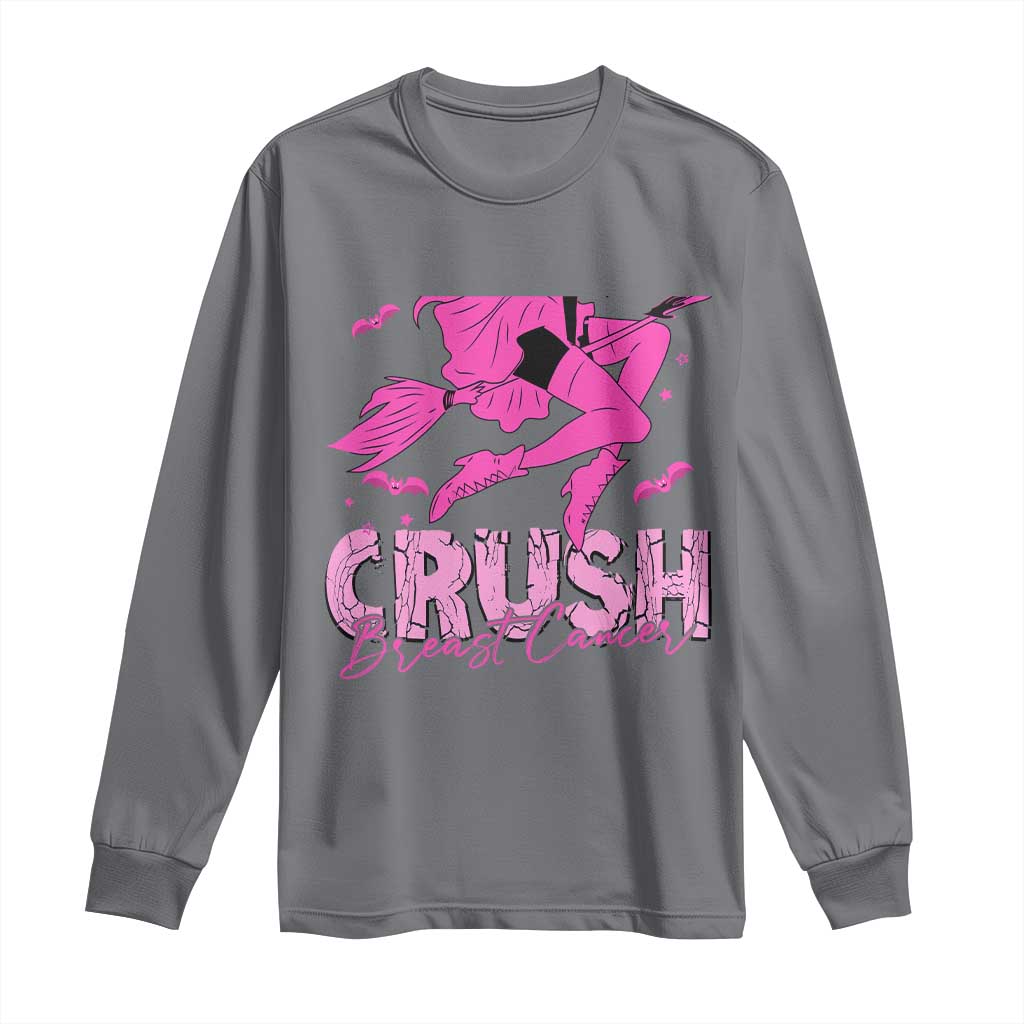 Breast Cancer Witch Long Sleeve Shirt Crush Pink Ribbon Halloween