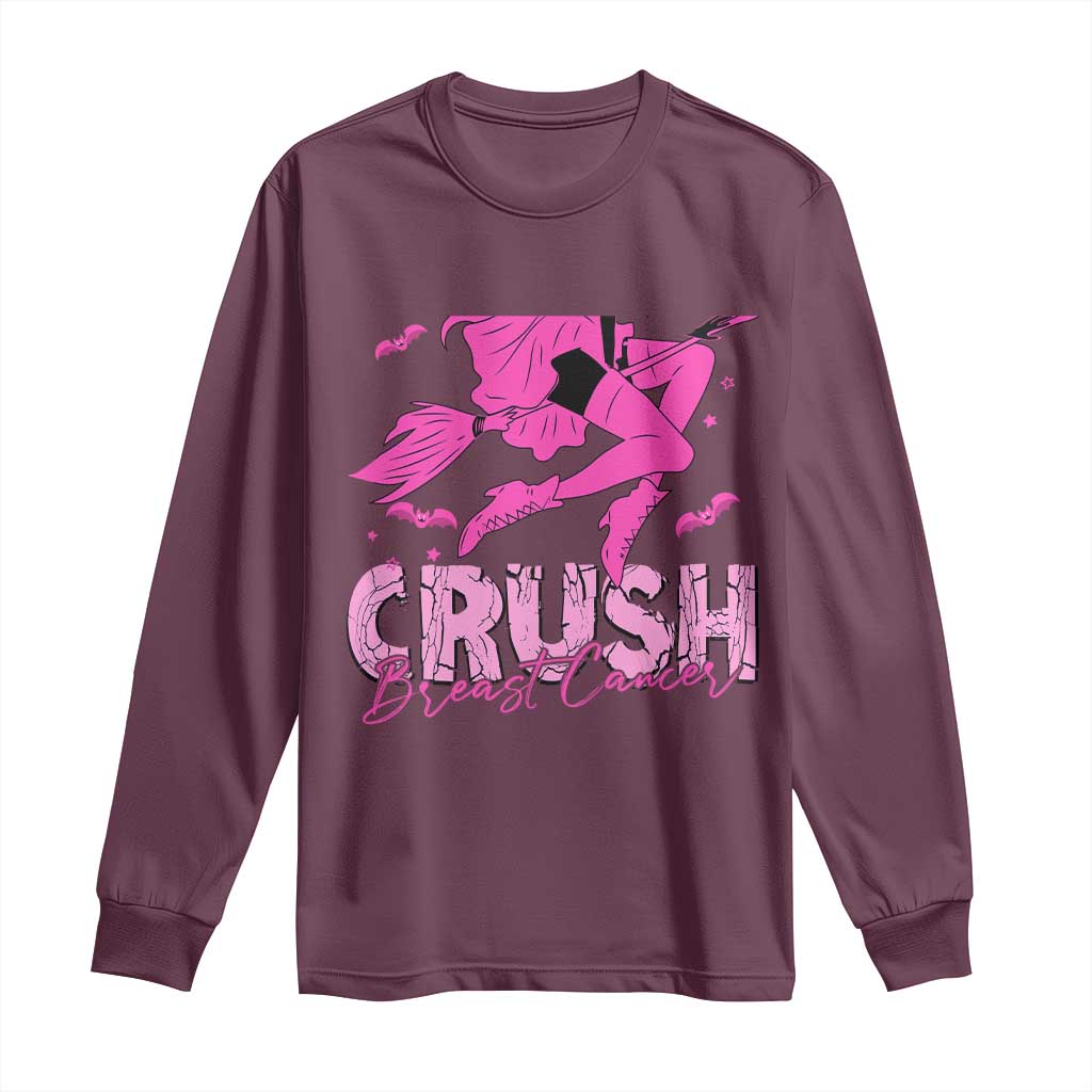 Breast Cancer Witch Long Sleeve Shirt Crush Pink Ribbon Halloween