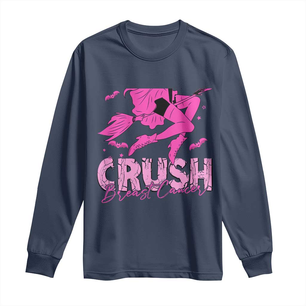 Breast Cancer Witch Long Sleeve Shirt Crush Pink Ribbon Halloween