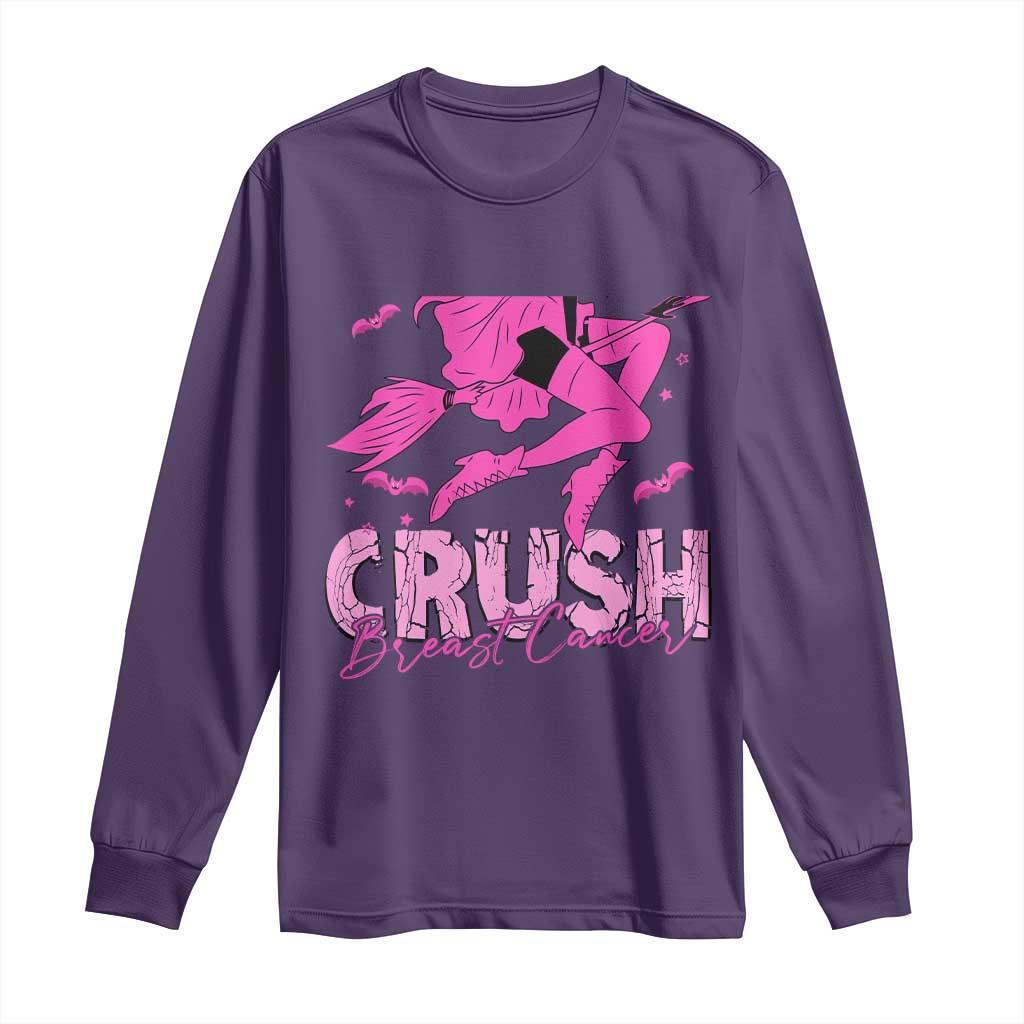 Breast Cancer Witch Long Sleeve Shirt Crush Pink Ribbon Halloween