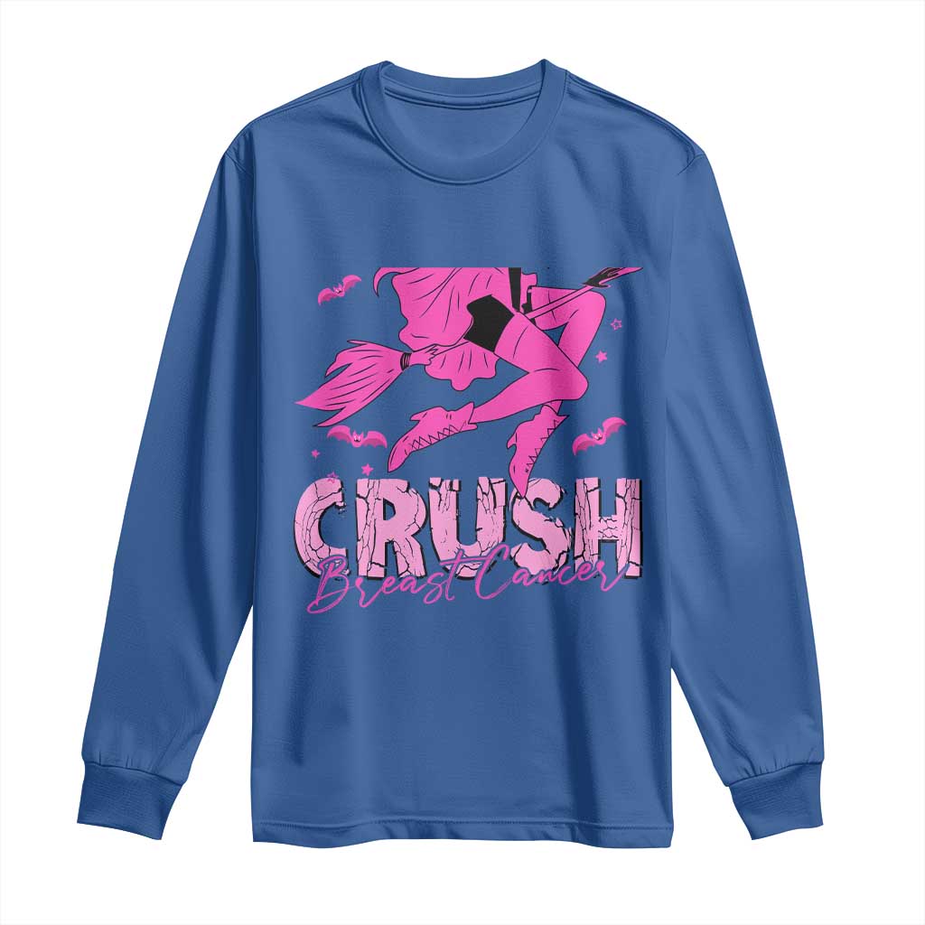 Breast Cancer Witch Long Sleeve Shirt Crush Pink Ribbon Halloween
