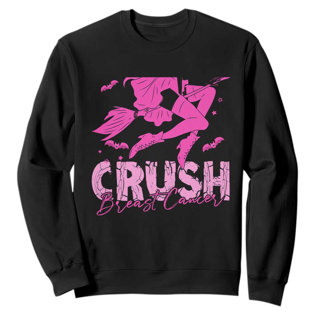 Breast Cancer Witch Sweatshirt Crush Pink Ribbon Halloween