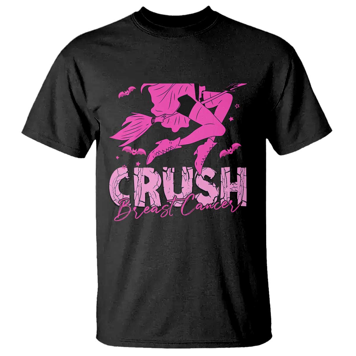 Breast Cancer Witch T Shirt Crush Pink Ribbon Halloween