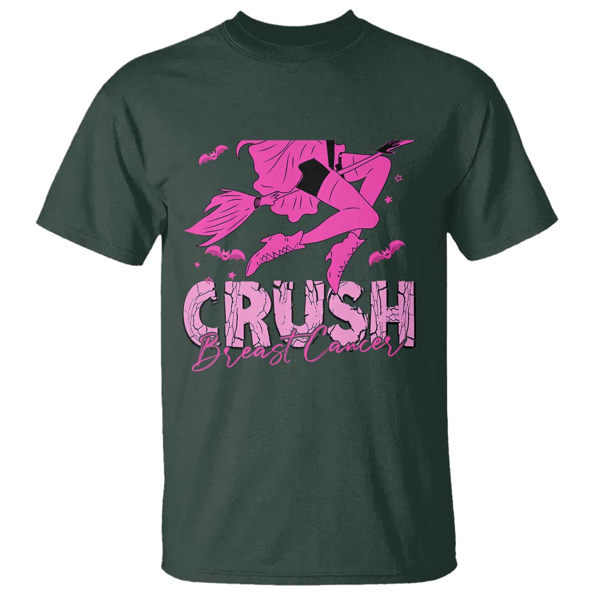 Breast Cancer Witch T Shirt Crush Pink Ribbon Halloween
