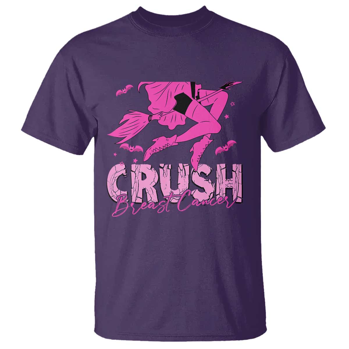 Breast Cancer Witch T Shirt Crush Pink Ribbon Halloween