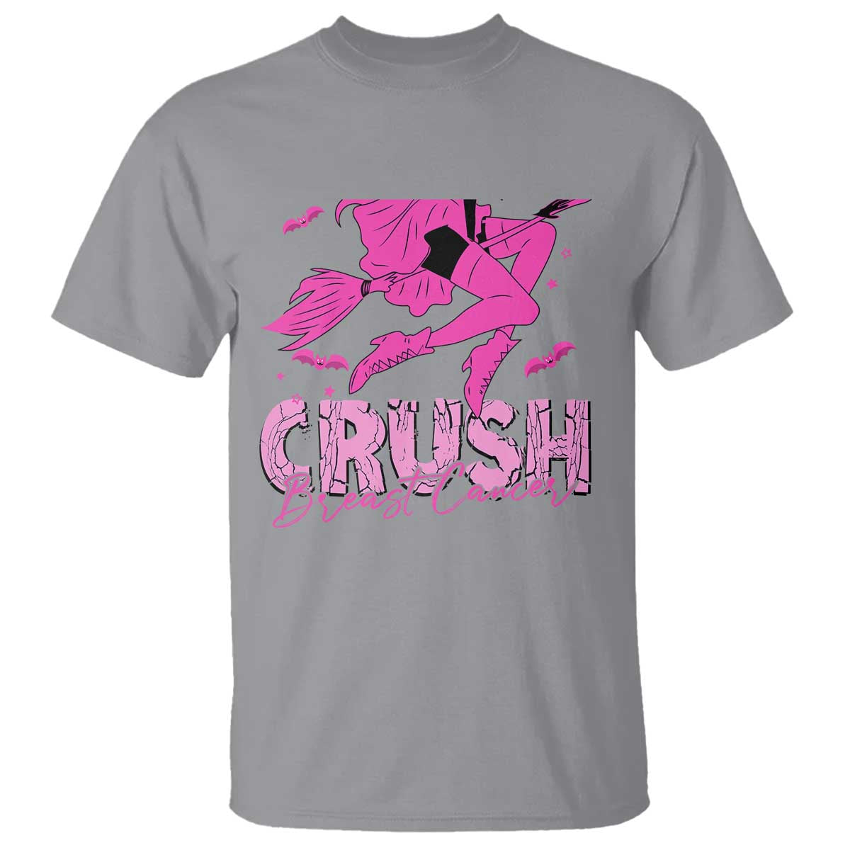 Breast Cancer Witch T Shirt Crush Pink Ribbon Halloween