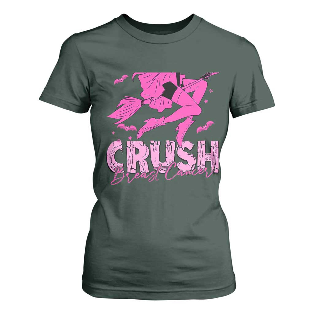 Breast Cancer Witch T Shirt For Women Crush Pink Ribbon Halloween