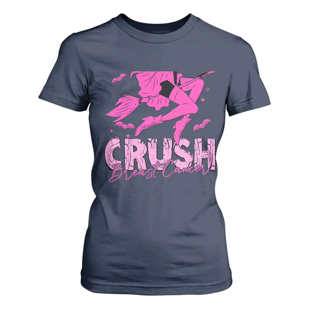 Breast Cancer Witch T Shirt For Women Crush Pink Ribbon Halloween