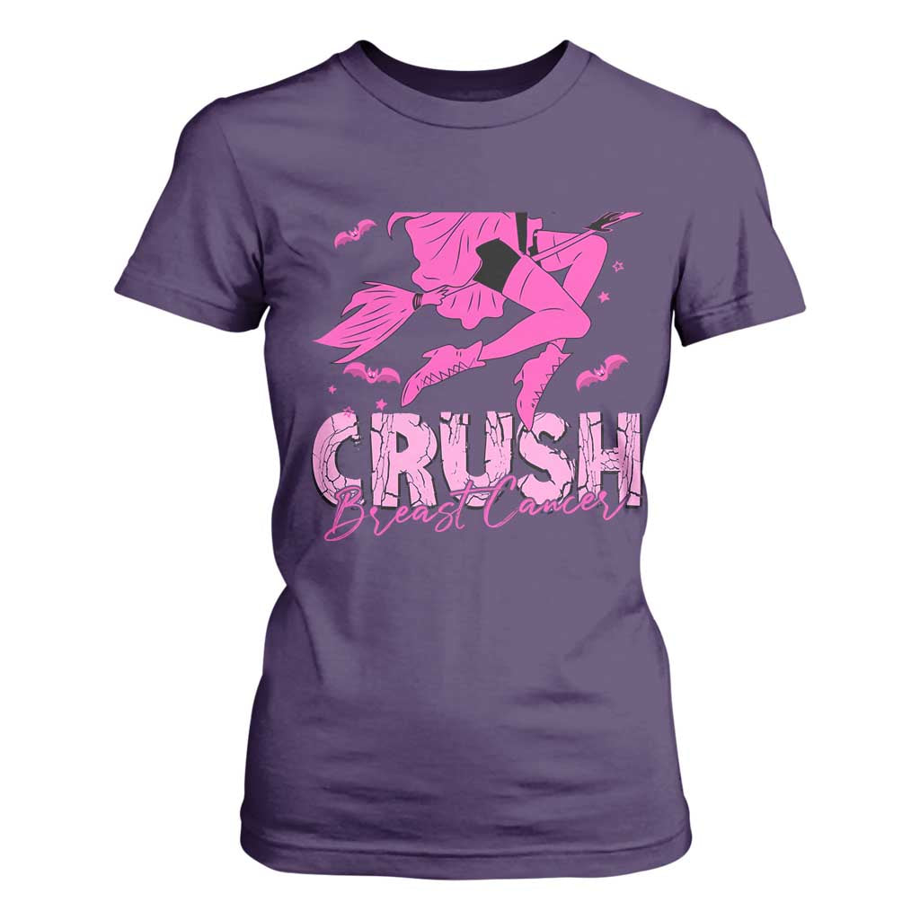 Breast Cancer Witch T Shirt For Women Crush Pink Ribbon Halloween