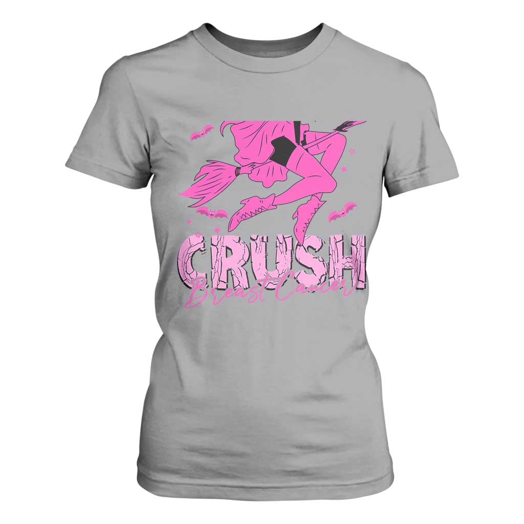 Breast Cancer Witch T Shirt For Women Crush Pink Ribbon Halloween