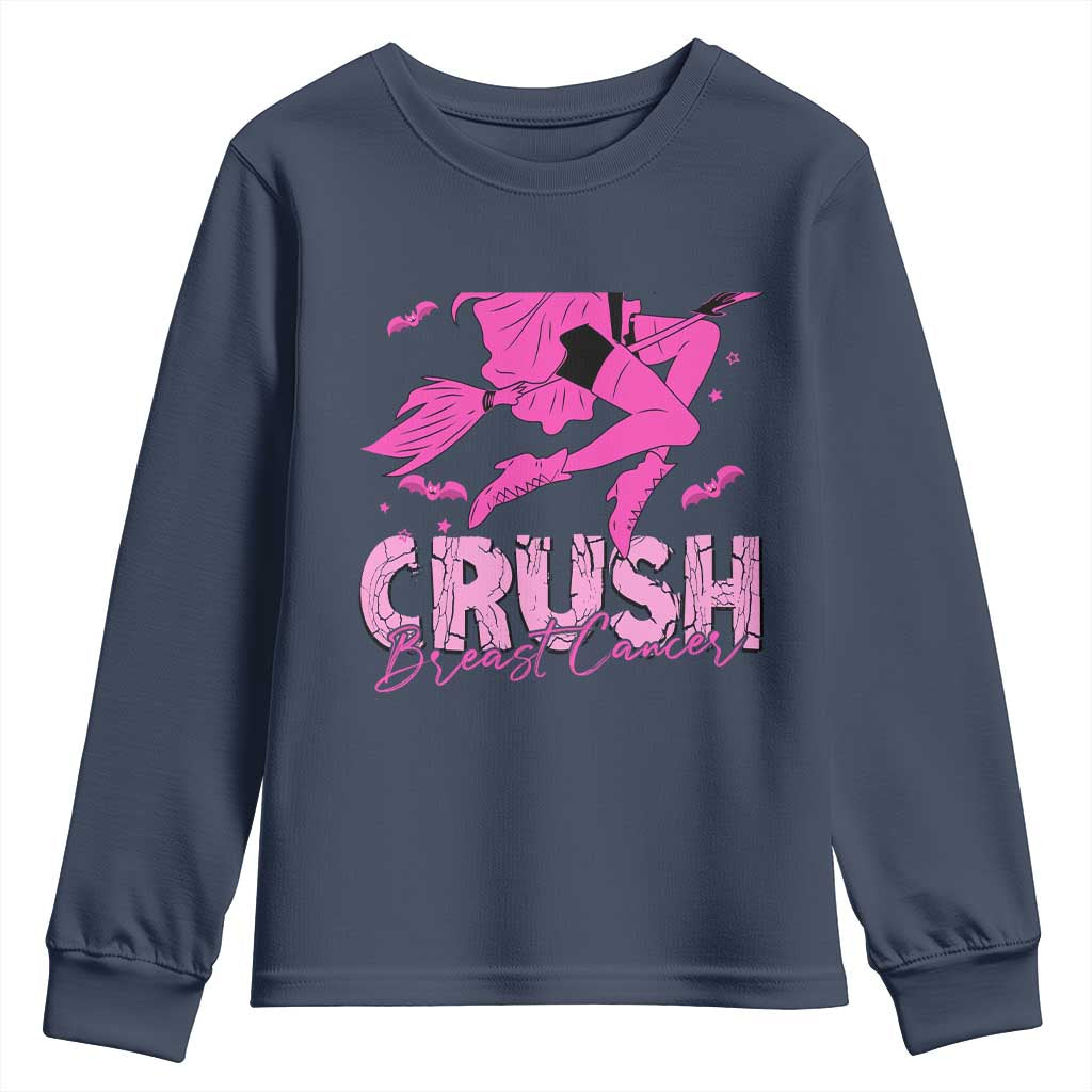 Breast Cancer Witch Youth Sweatshirt Crush Pink Ribbon Halloween