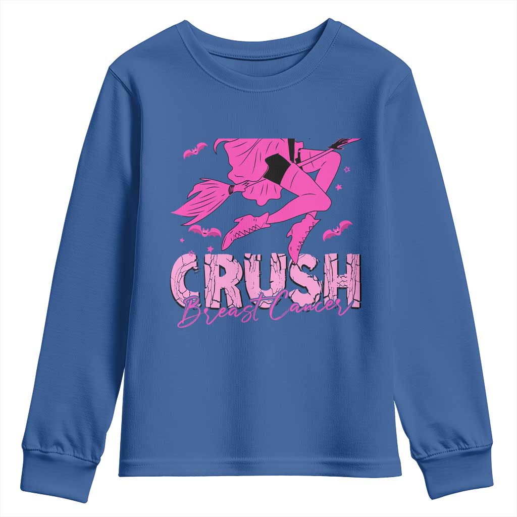 Breast Cancer Witch Youth Sweatshirt Crush Pink Ribbon Halloween