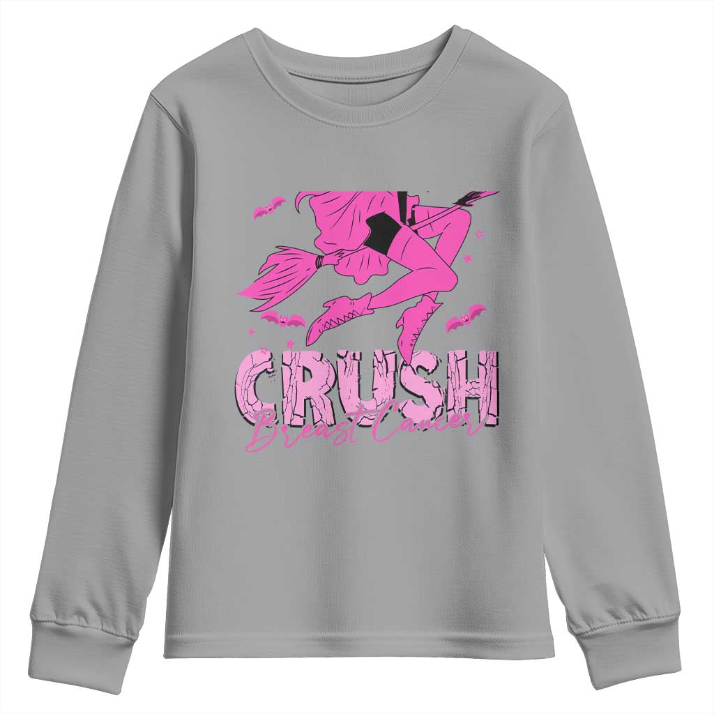 Breast Cancer Witch Youth Sweatshirt Crush Pink Ribbon Halloween