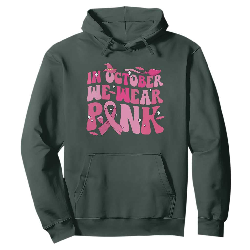 Breast Cancer Witch Support Squad Hoodie In October We Wear Pink Ribbon Halloween