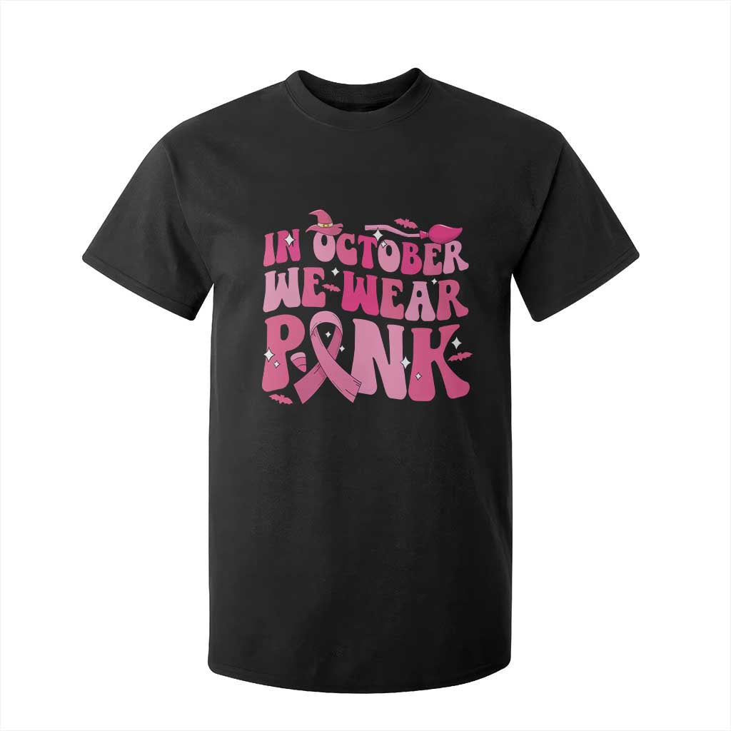 Breast Cancer Witch Support Squad T Shirt For Kid In October We Wear Pink Ribbon Halloween