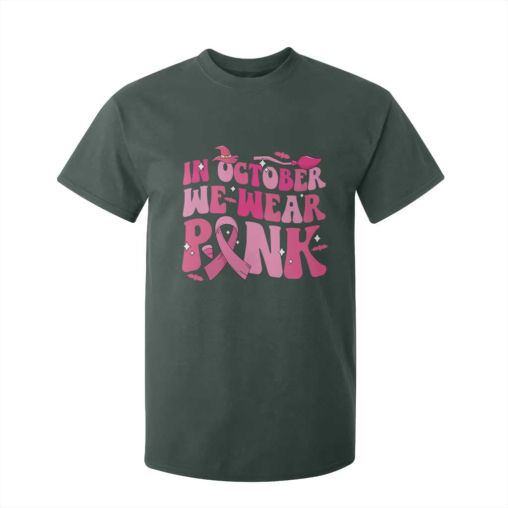 Breast Cancer Witch Support Squad T Shirt For Kid In October We Wear Pink Ribbon Halloween