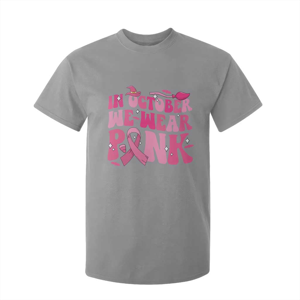 Breast Cancer Witch Support Squad T Shirt For Kid In October We Wear Pink Ribbon Halloween