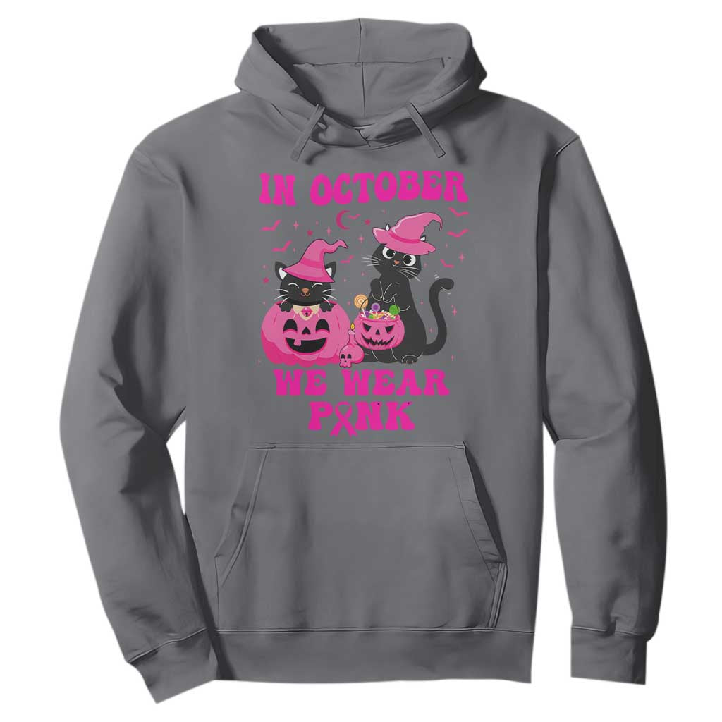 Breast Cancer Black Cat Support Squad Hoodie In October We Wear Pink Halloween