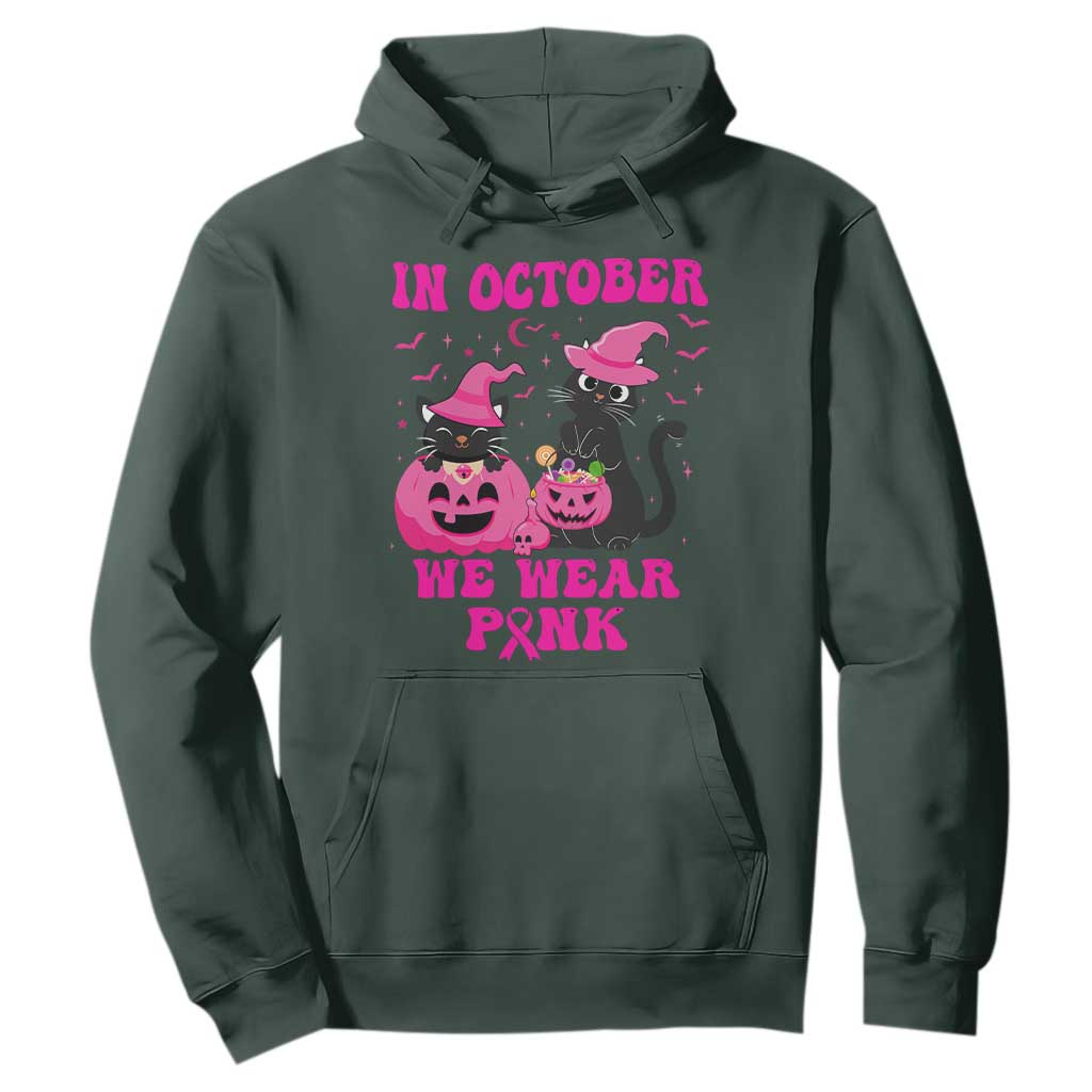 Breast Cancer Black Cat Support Squad Hoodie In October We Wear Pink Halloween