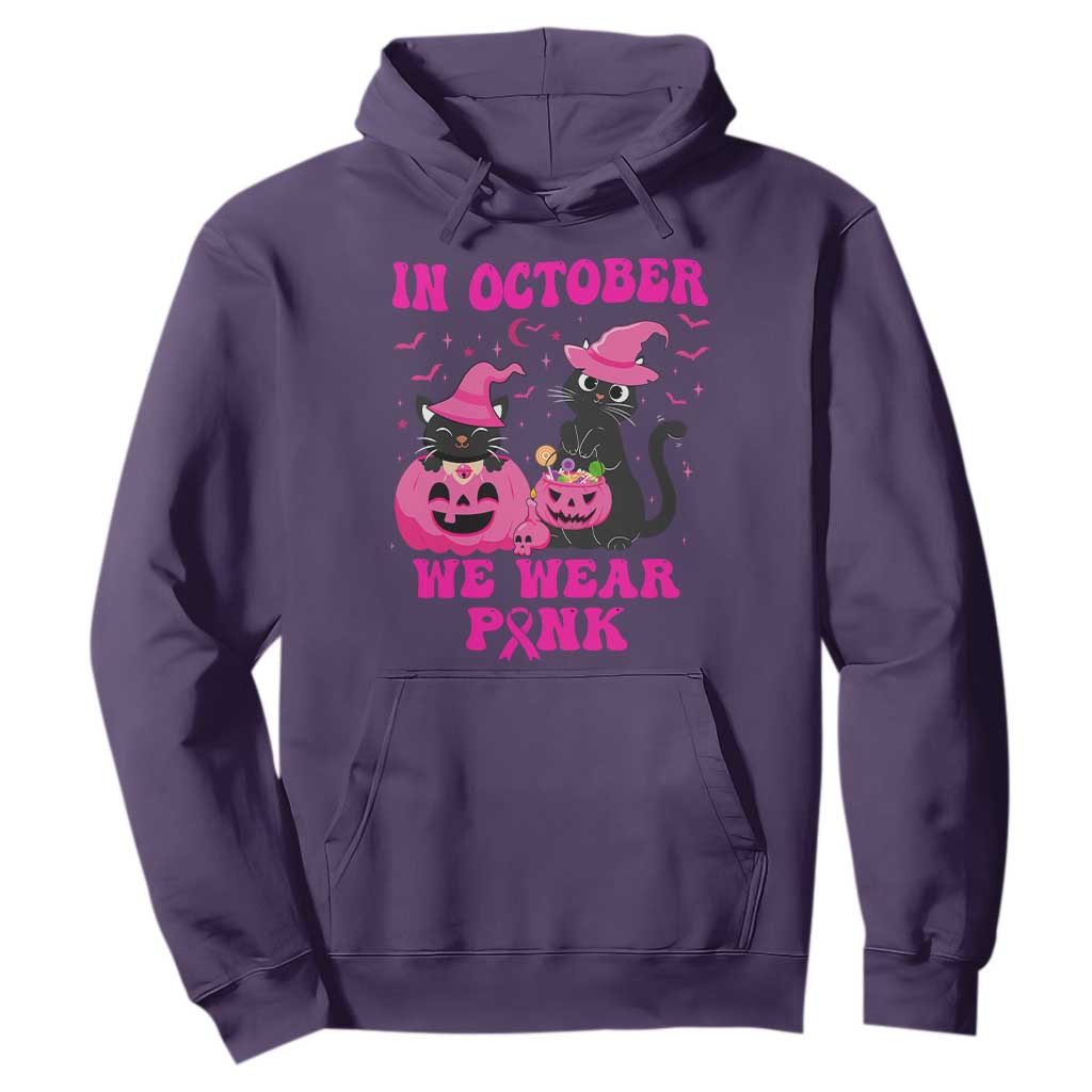 Breast Cancer Black Cat Support Squad Hoodie In October We Wear Pink Halloween
