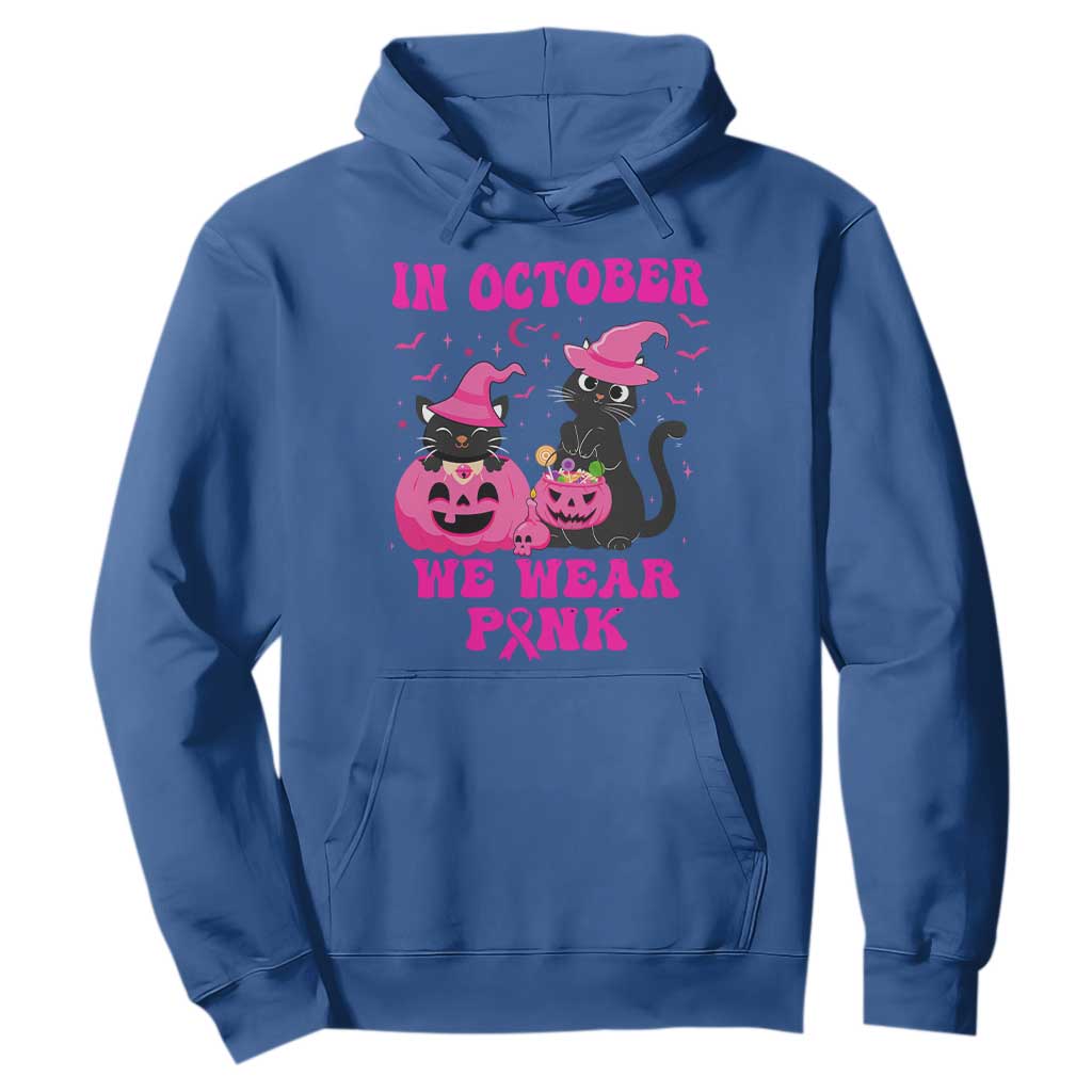 Breast Cancer Black Cat Support Squad Hoodie In October We Wear Pink Halloween