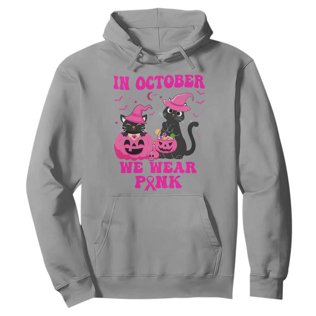 Breast Cancer Black Cat Support Squad Hoodie In October We Wear Pink Halloween