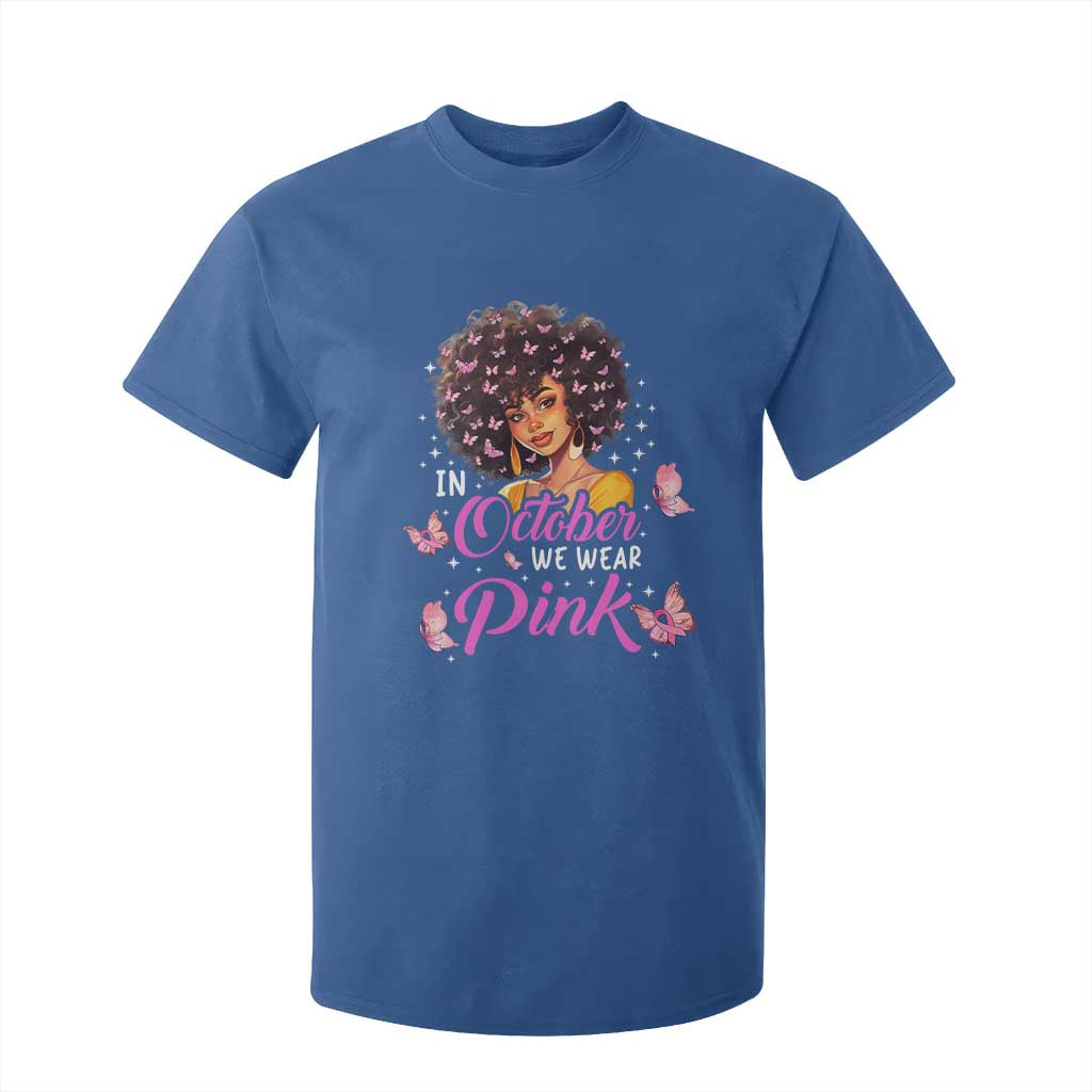 Breast Cancer Warrior Support Squad T Shirt For Kid In October We Wear Pink Ribbon Black Afro Women