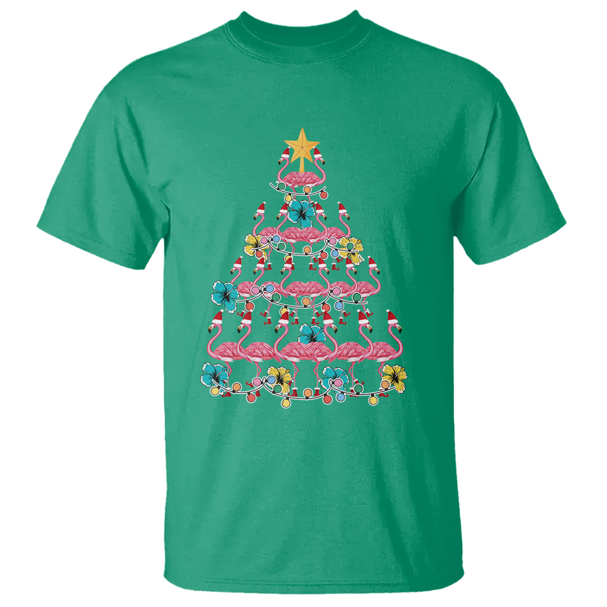 cute-pink-flamingo-christmas-tree-with-hibiscus-merry-xmas-t-shirt