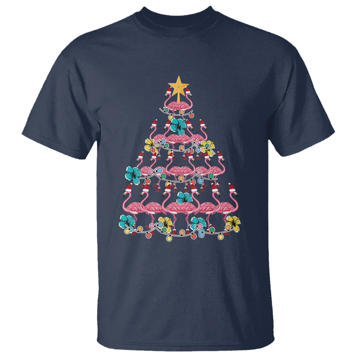 cute-pink-flamingo-christmas-tree-with-hibiscus-merry-xmas-t-shirt