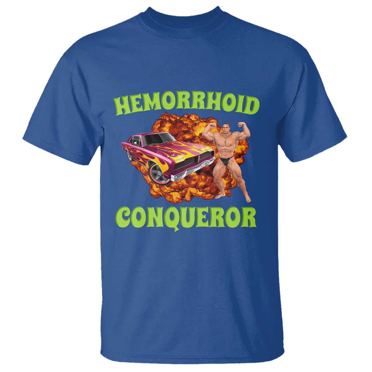 hemorrhoid-conqueror-t-shirt-funny-oddly-specific-dank-meme-absurd-muscle-car