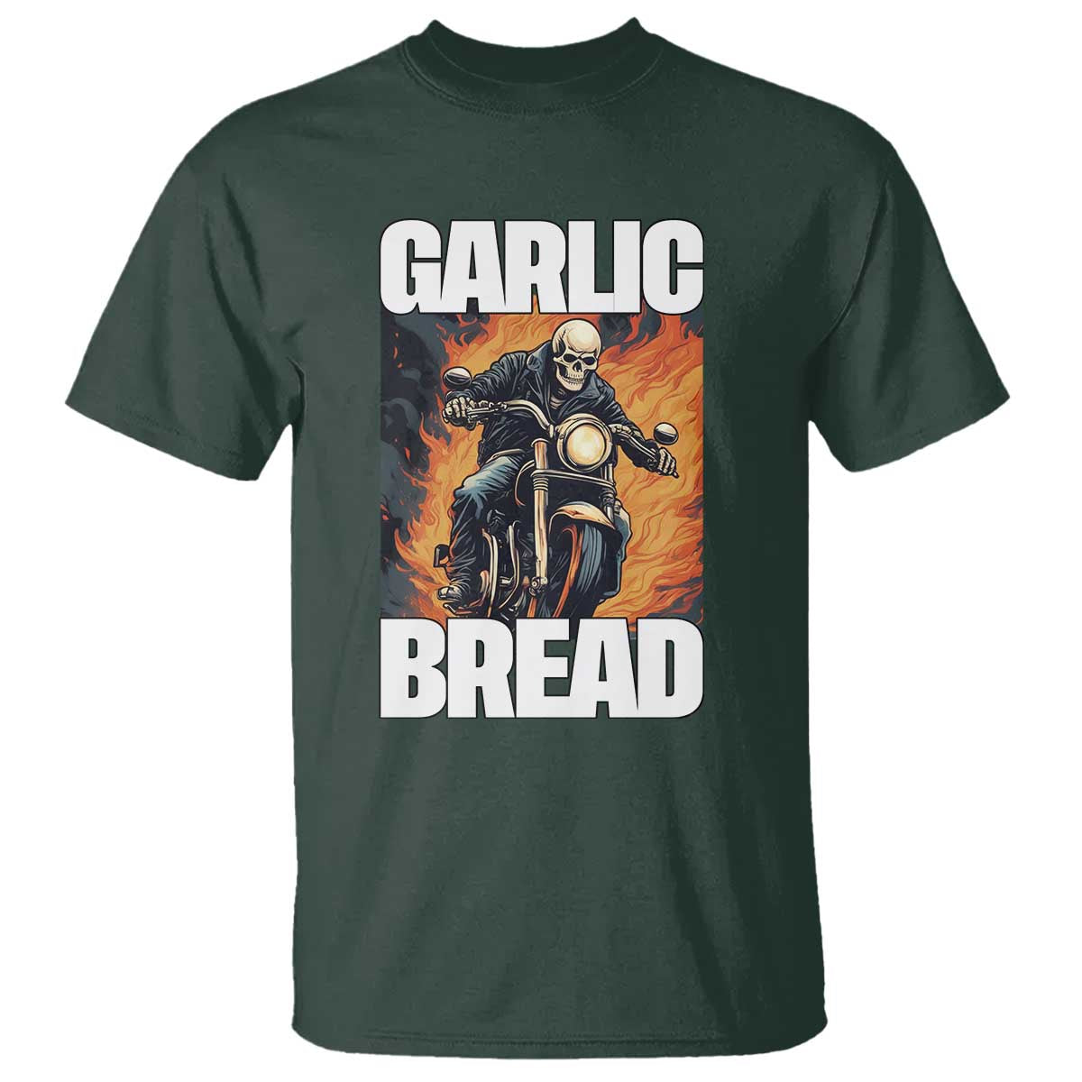 skeleton-meme-t-shirt-garlic-bread-flaming-biker-on-fire-funny-edgy-hard-cringe