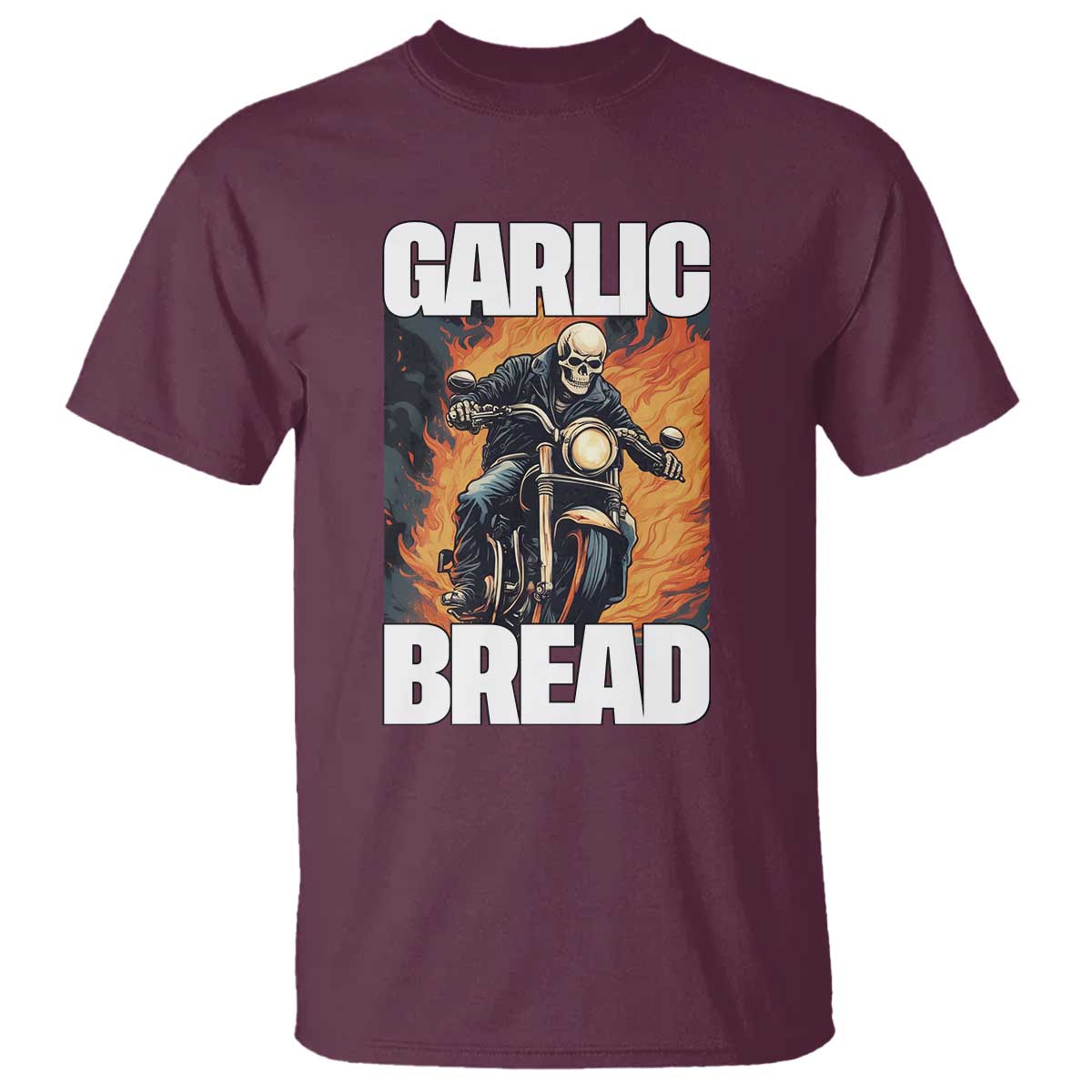 skeleton-meme-t-shirt-garlic-bread-flaming-biker-on-fire-funny-edgy-hard-cringe