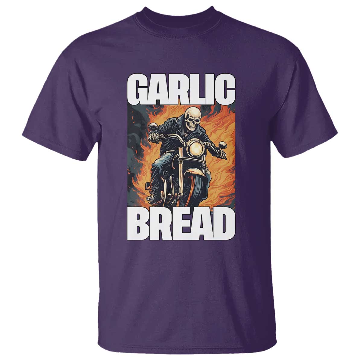 skeleton-meme-t-shirt-garlic-bread-flaming-biker-on-fire-funny-edgy-hard-cringe