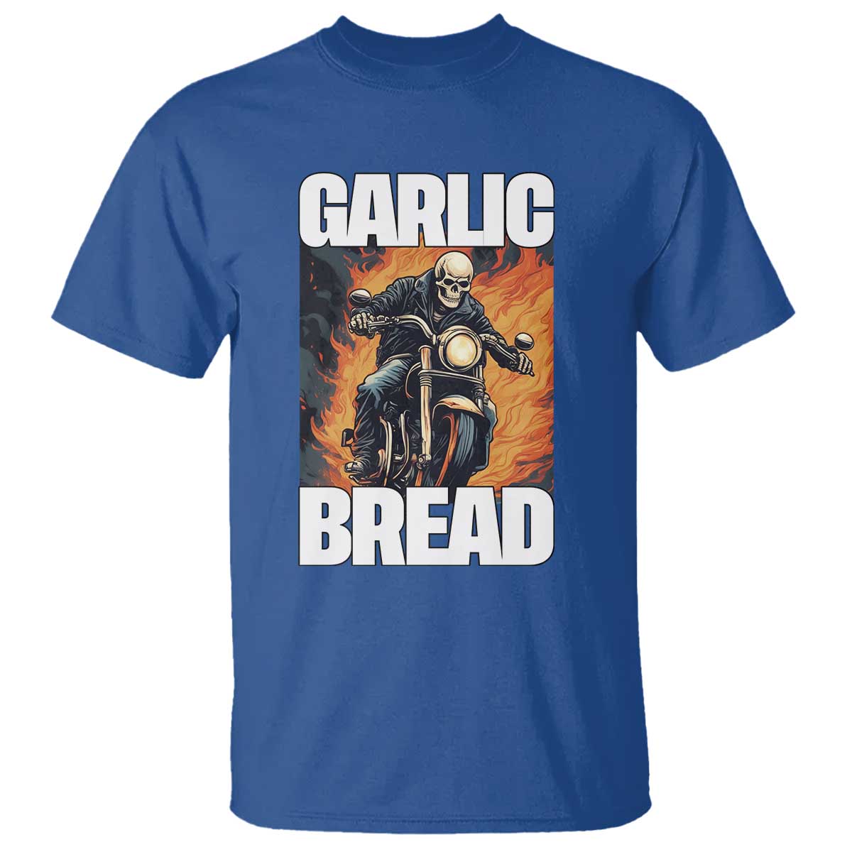 skeleton-meme-t-shirt-garlic-bread-flaming-biker-on-fire-funny-edgy-hard-cringe