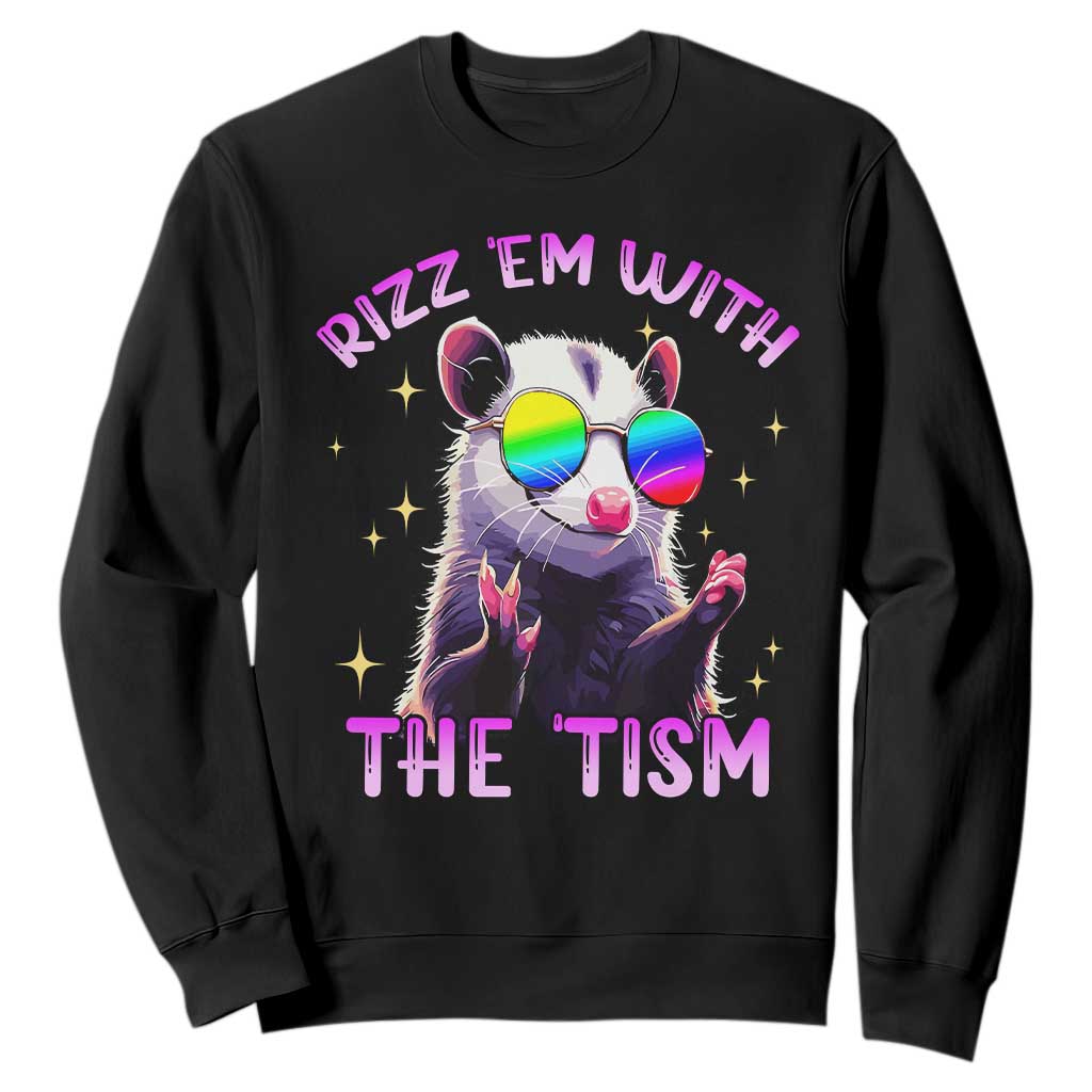 Funny Autism Opossum Sweatshirt Rizz Em With The Tism Meme Autistic