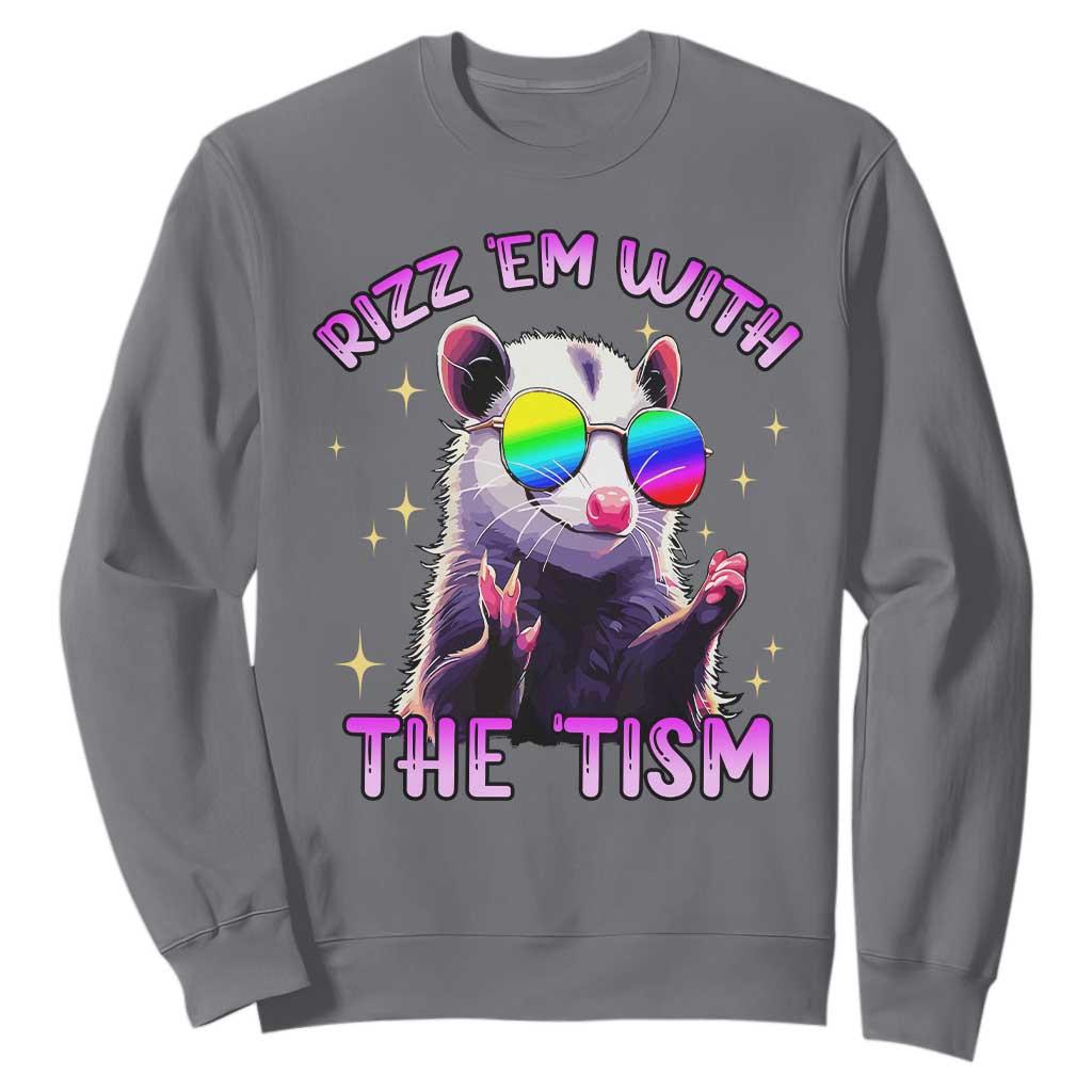 Funny Autism Opossum Sweatshirt Rizz Em With The Tism Meme Autistic
