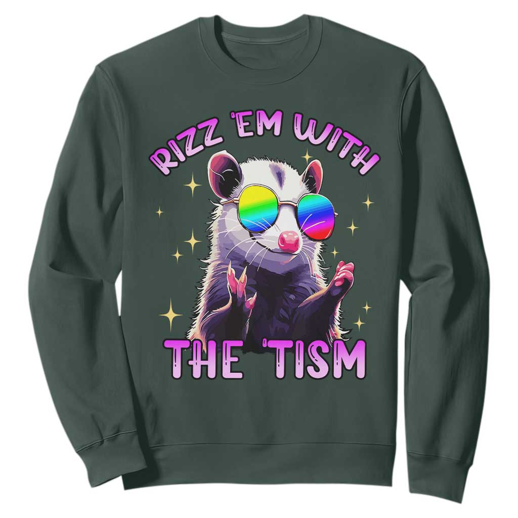 Funny Autism Opossum Sweatshirt Rizz Em With The Tism Meme Autistic