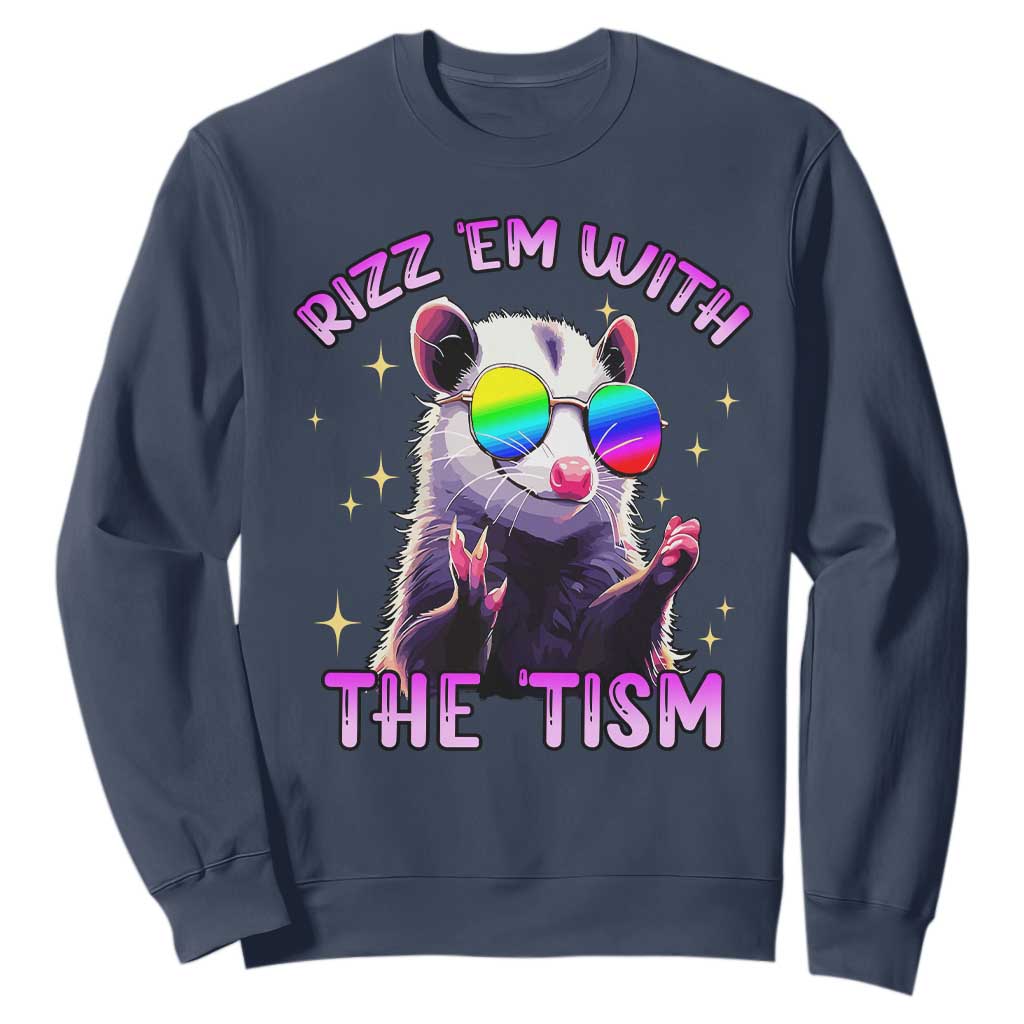 Funny Autism Opossum Sweatshirt Rizz Em With The Tism Meme Autistic