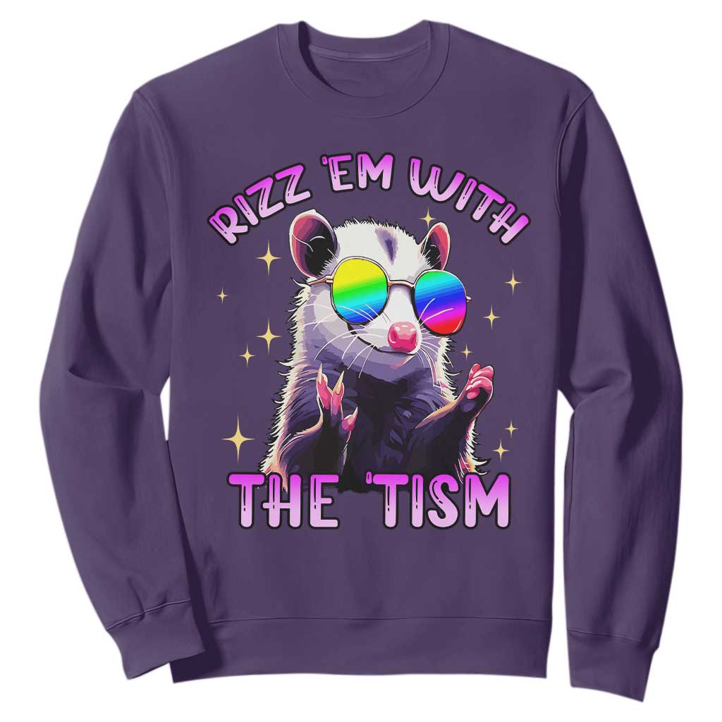 Funny Autism Opossum Sweatshirt Rizz Em With The Tism Meme Autistic