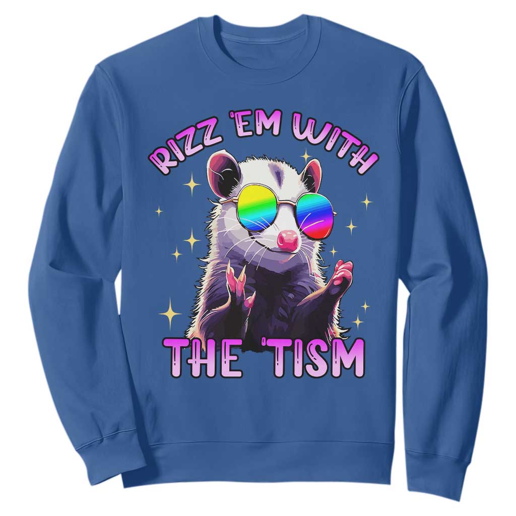 Funny Autism Opossum Sweatshirt Rizz Em With The Tism Meme Autistic