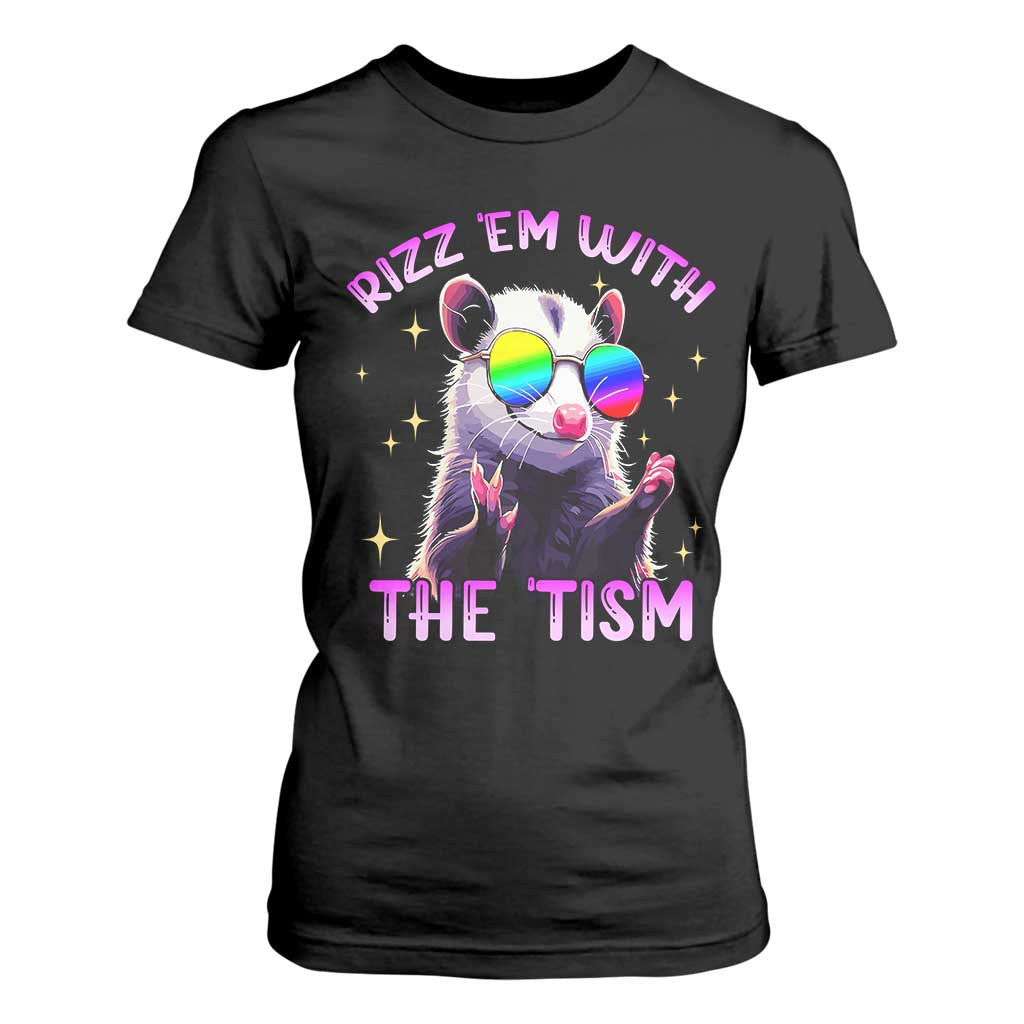 Funny Autism Opossum T Shirt For Women Rizz Em With The Tism Meme Autistic