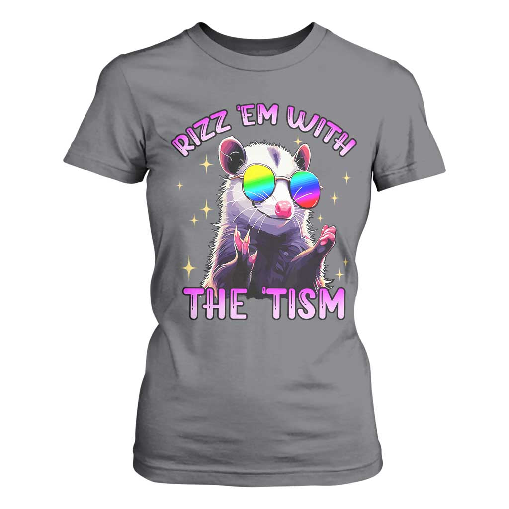 Funny Autism Opossum T Shirt For Women Rizz Em With The Tism Meme Autistic
