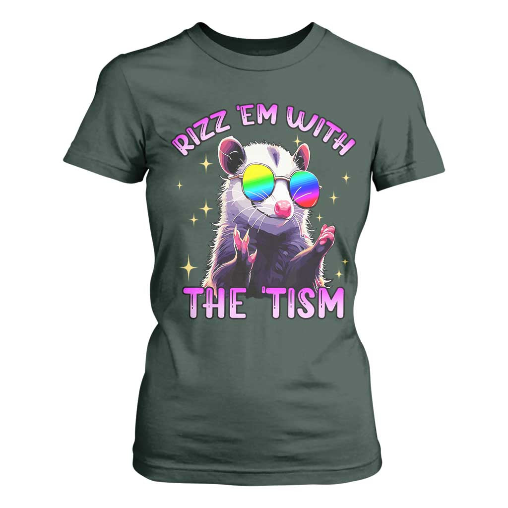 Funny Autism Opossum T Shirt For Women Rizz Em With The Tism Meme Autistic