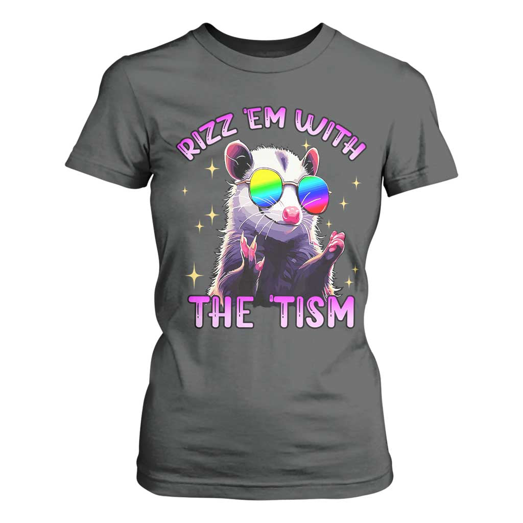 Funny Autism Opossum T Shirt For Women Rizz Em With The Tism Meme Autistic